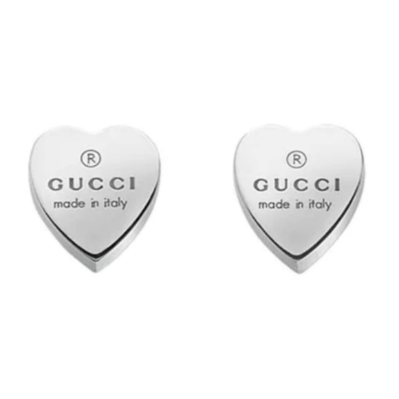 GUCCI Trademark Heart Shape Earrings Silver 925 - Picture 1 of 8